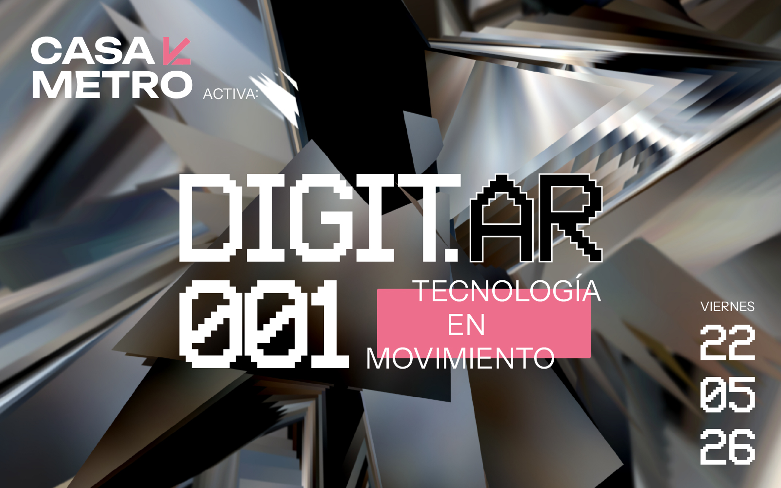 Artística del show 'DIGITAR' de CASAMETRO en La Plata. La imagen anuncia las funciones de mayo de 2026 con una estética visual moderna característica del espacio