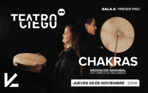 Imagen promocional de Teatro Ciego: Chakras, experiencia inmersiva en completa oscuridad, programada para el 26 de noviembre en la Sala A de Casa Metro.