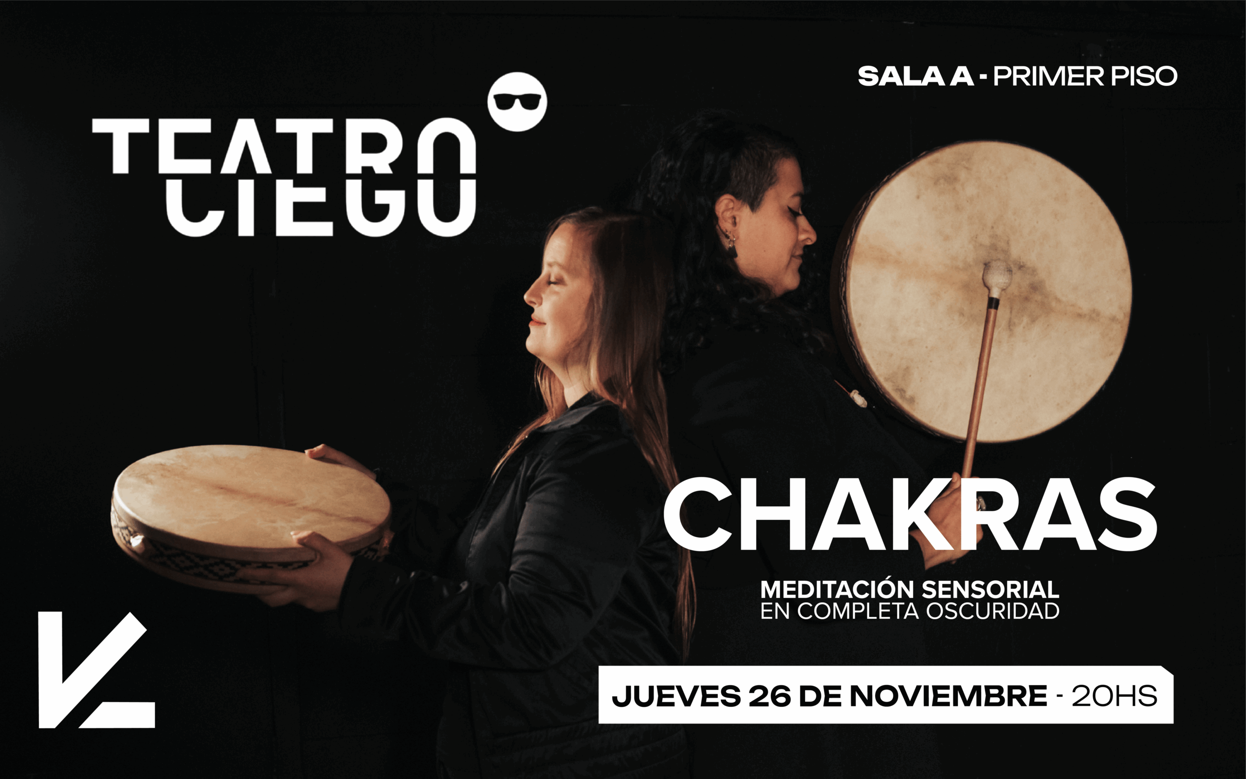 Imagen promocional de Teatro Ciego: Chakras, experiencia inmersiva en completa oscuridad, programada para el 26 de noviembre en la Sala A de Casa Metro.